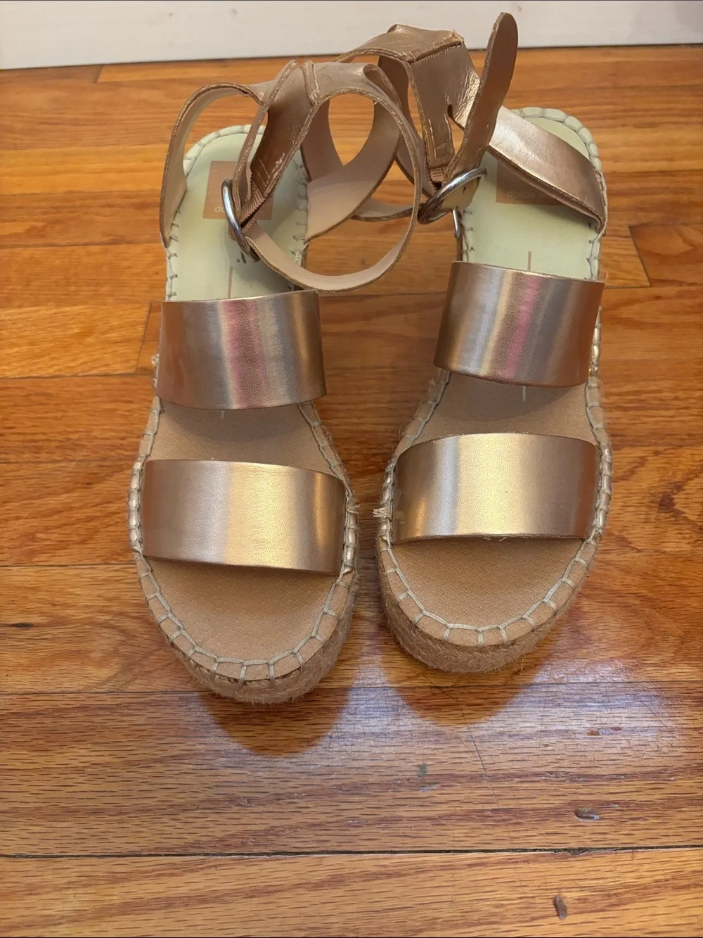 Dolce Vita rose Gold Espadrille Wedge Sandals Size 8